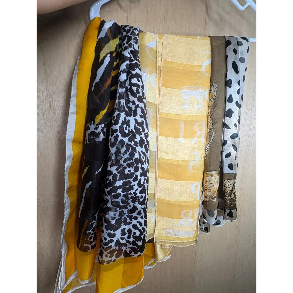 Manlio Bonetti Animal Print- Paris Scarf Yellow -Leopard Zebra Cheetah Graphic